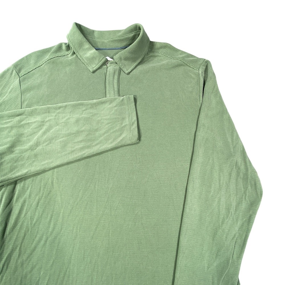 Tommy Bahama Shirt Mens L Green Tropical Sea Foam ‎ 1/4 Zip Long Sleeve Wicking